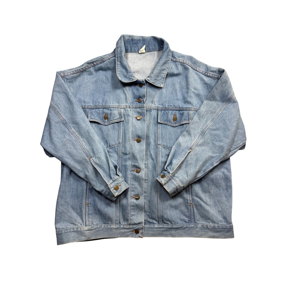 Vintage Sears Denim Trucker Jacket Light Wash Made in USA Cotton Womens 2X 46600